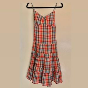 Spaghetti Strap Plaid Slip on Dress